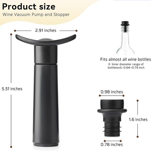 Wine Vacuum Pump & 2 Stoppers Set, Reusable Wine Saver Preserver for Airtight Seal - Keeps Wine Fresh Longer (1 Pump + 2 Stoppers) in Kuwait