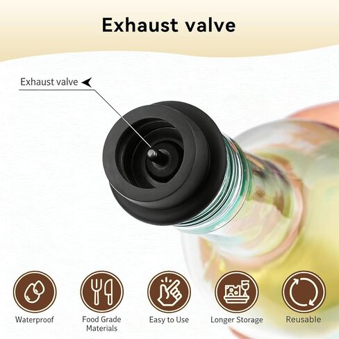 Wine Vacuum Pump & 2 Stoppers Set, Reusable Wine Saver Preserver for Airtight Seal - Keeps Wine Fresh Longer (1 Pump + 2 Stoppers) in Kuwait