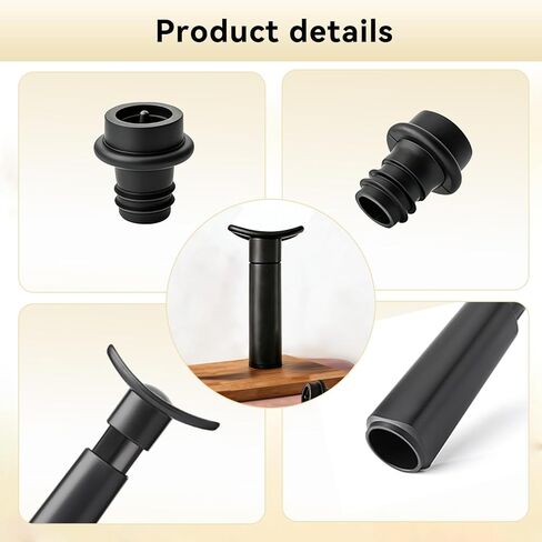 Wine Vacuum Pump & 2 Stoppers Set, Reusable Wine Saver Preserver for Airtight Seal - Keeps Wine Fresh Longer (1 Pump + 2 Stoppers) in Kuwait