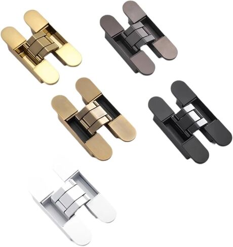 Invisible Door Hinges Adjustable Concealed Black Bright Chrome Zinc Alloy Butt Hinge Heavy-Duty 1Pcs(H60-BLK) in Saudi Arabia