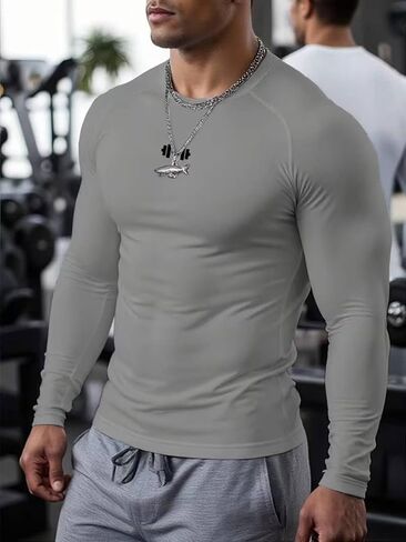 Men's Long Sleeve Athletic T-Shirt, Quick-Dry Compression Top for Workout, Running, and Training in Saudi Arabia