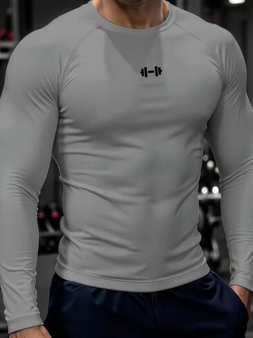 Men's Long Sleeve Athletic T-Shirt, Quick-Dry Compression Top for Workout, Running, and Training in Saudi Arabia