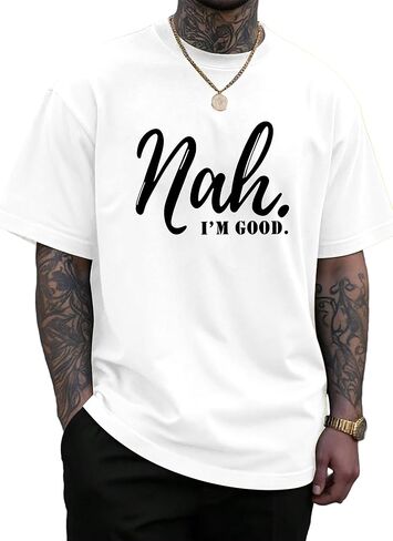 تي شيرت رجالي من KUYIGO برسومات مضحكة، أنا جيد. تي شيرت صيفي كاجوال بأكمام قصيرة in Kuwait