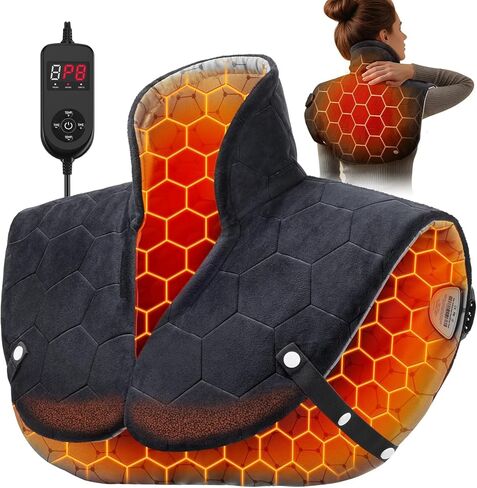 وسادة تدفئة بالأشعة تحت الحمراء البعيدة للرقبة والأكتاف - أثقل بنسبة 20%، حرارة مستهدفة عميقة 6X لتخفيف آلام العضلات بسرعة، مقاس 20 بوصة × 24 بوصة، كبيرة، ألياف كربون مزدوجة، 8 إعدادات للحرارة، إيقاف تلقائي in Kuwait