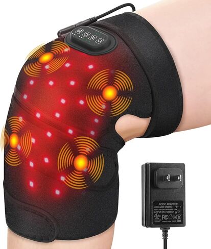 العلاج بالضوء الأحمر للركبة، مدلك الركبة بالحرارة والضوء الأحمر، 660 نانومتر 850 نانومتر، HSA مؤهل FSA، وسادة تدفئة الركبة لتخفيف آلام الركبة، 4 محركات قوية، سلك طاقة طويل 78 بوصة in Kuwait