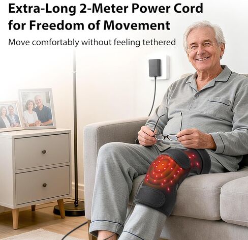 العلاج بالضوء الأحمر للركبة، مدلك الركبة بالحرارة والضوء الأحمر، 660 نانومتر 850 نانومتر، HSA مؤهل FSA، وسادة تدفئة الركبة لتخفيف آلام الركبة، 4 محركات قوية، سلك طاقة طويل 78 بوصة in Kuwait