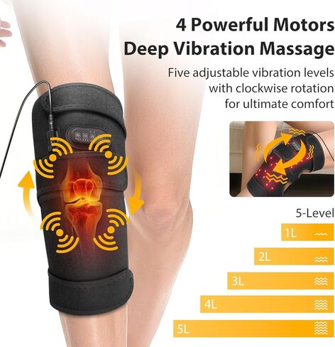 العلاج بالضوء الأحمر للركبة، مدلك الركبة بالحرارة والضوء الأحمر، 660 نانومتر 850 نانومتر، HSA مؤهل FSA، وسادة تدفئة الركبة لتخفيف آلام الركبة، 4 محركات قوية، سلك طاقة طويل 78 بوصة in Kuwait
