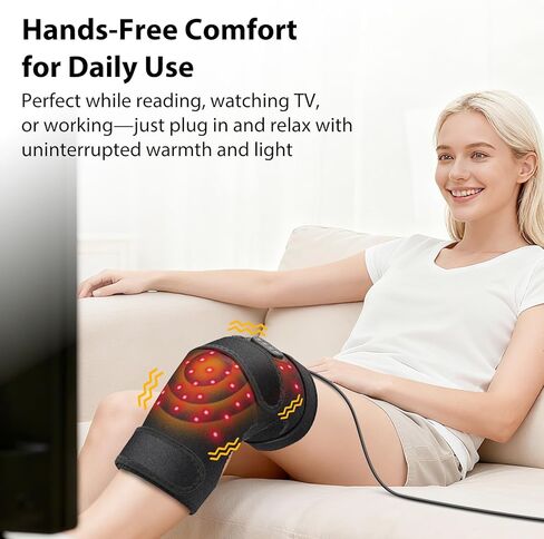 العلاج بالضوء الأحمر للركبة، مدلك الركبة بالحرارة والضوء الأحمر، 660 نانومتر 850 نانومتر، HSA مؤهل FSA، وسادة تدفئة الركبة لتخفيف آلام الركبة، 4 محركات قوية، سلك طاقة طويل 78 بوصة in Kuwait