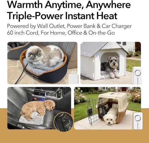 وسادة تدفئة USB للقطط والكلاب في الأماكن المغلقة/السفر/الخارج - حقيبة بنك الطاقة وغطاء قابل للغسل، سخان مقاوم للماء آمن 5 فولت، 5 درجات حرارة ومؤقت، إيقاف تلقائي عند 140 درجة فهرنهايت، بطارية/جدار/سيارة تعمل (8 بوصة × 11.5 بوصة) in Kuwait