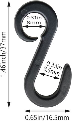 10PCS Plastic S-Shaped Double Ended Hooks with Elastic Cord Hooks Anti Loss Hook Clips for Tent Ropes Luggage Accessories Truck Cargo Nets Bungee Nets Car Tarpaulin Elastic Cords Black in Saudi Arabia