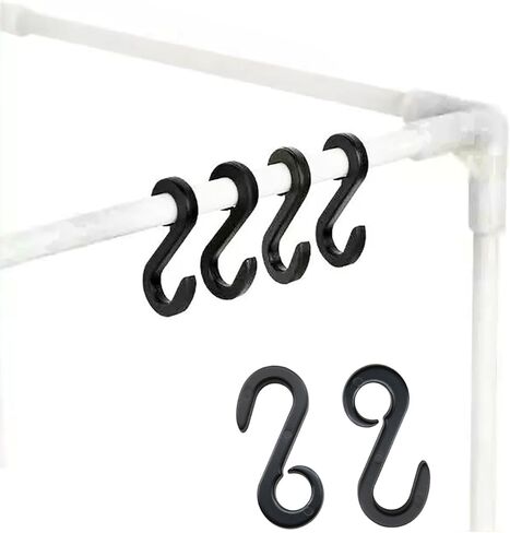 10PCS Plastic S-Shaped Double Ended Hooks with Elastic Cord Hooks Anti Loss Hook Clips for Tent Ropes Luggage Accessories Truck Cargo Nets Bungee Nets Car Tarpaulin Elastic Cords Black in Saudi Arabia