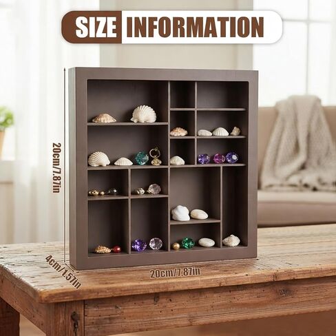 Wooden Curiosity Cabinet Printer Tray Display Shadow Box Miniature Display case, Vintage Drawer Organizer for Collectibles, Trinkets, Figurines, & Small Items 7.8x7.8x1.5 Inch in Kuwait