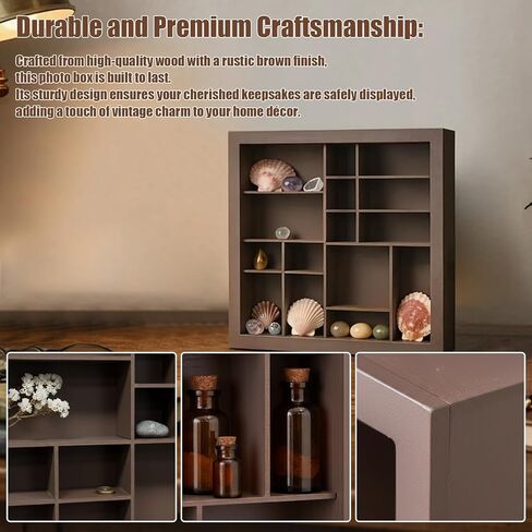 Wooden Curiosity Cabinet Printer Tray Display Shadow Box Miniature Display case, Vintage Drawer Organizer for Collectibles, Trinkets, Figurines, & Small Items 7.8x7.8x1.5 Inch in Kuwait