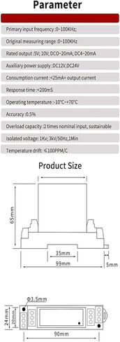 1pcs Frequency Signal Converter 45-55HZ 0-50HZ 0-100KHZ Frquency Signal Transmitter 4-20mA 0-10V 0-5V Frequency Measuring Instrument DC24V(0-50HZ) in Saudi Arabia