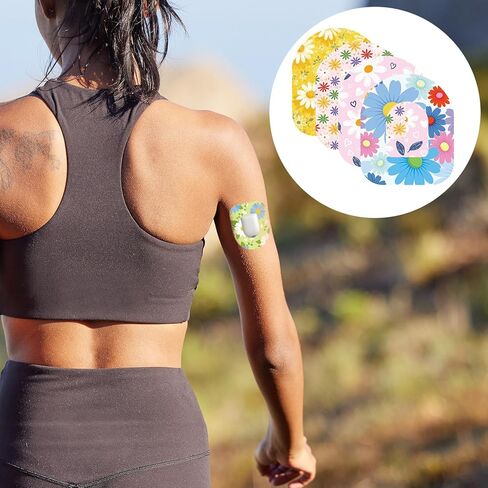 25 قطعة من الرقع اللاصقة لـ Omnipod 5، غطاء مستشعر مقاوم للماء وغطاء لاصق مسامي وملصقات استشعار لـ Omni Pod 5 أجزاء الملحقات (طباعة زهور الأقحوان) in Saudi Arabia