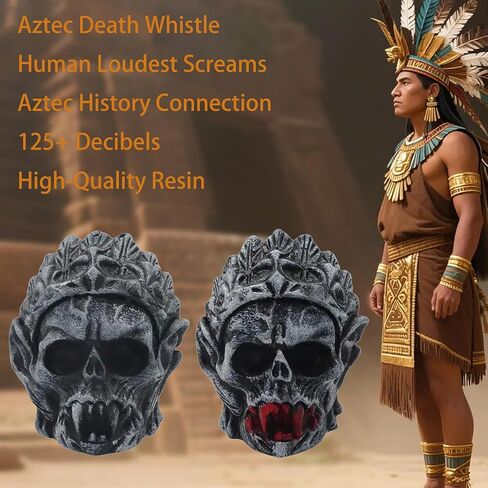 صافرة الموت الأزتيك - 125+ ديسيبل أعلى صرخات الإنسان، صافرة الأزتيك القديمة لجميع القديسين، ديا دي لوس مورتوس، هدايا فريدة لمحبي الرعب والتاريخ in Kuwait