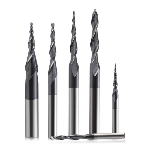 10Pcs Ball Nose 3.175mm Tapered End Mills Router Bits CNC Taper Wood Metal Milling Cutter Tungsten End Mill(4.0xR0.75x20.5x50L) in Kuwait