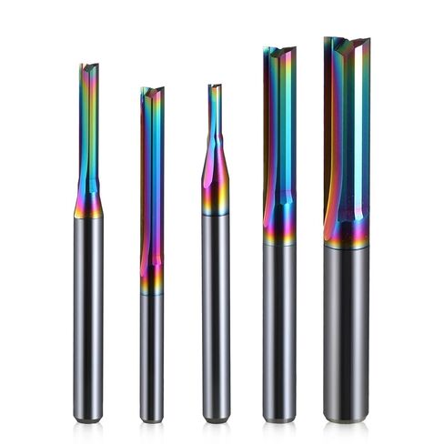 1Pcs Two Flutes Coating Straight Slot Milling Cutter CNC Dimension Cutting Tools Router Bit for Wood Working End Mill(3.175x22x45L) in Kuwait