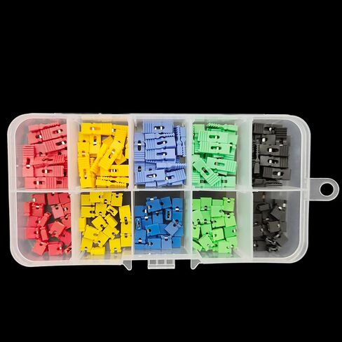 200PCS Mixed Jumper Caps Kit 2.54mm Pitch Standard Circuit Board Short Circuit Cap Pin Blocks for Arduino Raspberry Pi PCB PC DIY Repair Parts in Saudi Arabia
