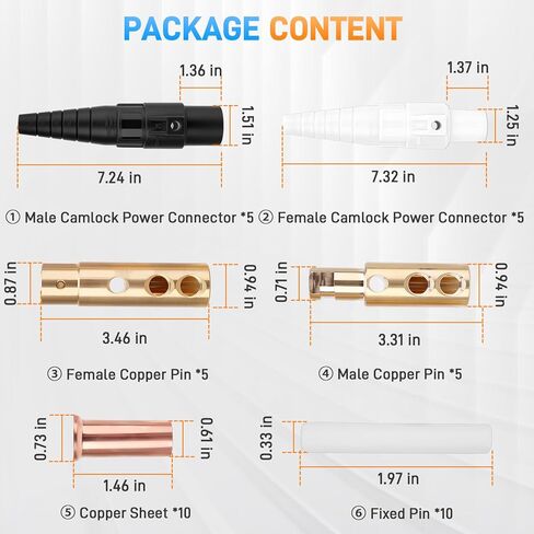 400A 600V AC CLS40 Camlock موصل الطاقة 5 ألوان 5 مجموعة ذكر و5 أنثى، سبائك النحاس، متوافقة مع كابل 2/0-4/0 AWG، لإضاءة المسرح متعددة الاستخدامات، توزيع الطاقة الصناعية in Kuwait