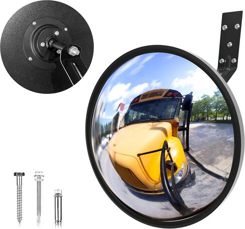 KJE 12" Acrylic Convex Mirror – 160° Wide-Angle Traffic Blind Spot Mirrors, Adjustable Corner Mirror in Garage, Driveways, Stores, Warehouses, For Outdoor and Indoor Use in Kuwait