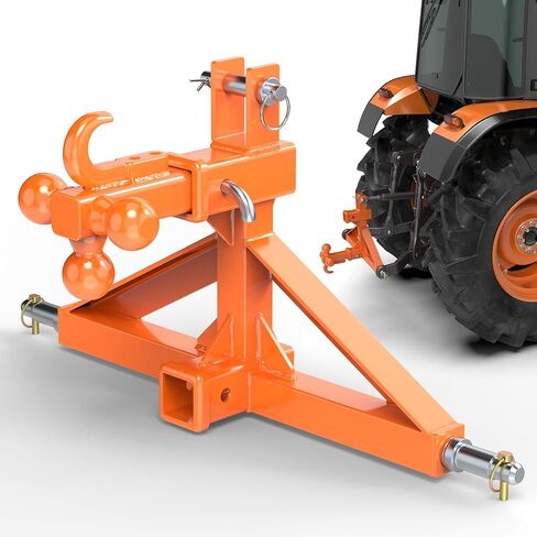 Black 3 Point Hitch Receiver Dual 2" Receiver with Tri-Ball & Hook, Heavy-Duty 3 Point Quick Hitch Category 1, 3 Point Hitch Attachments Fit Gooseneck, 5th Wheel & Ball Hitch, Fit Category 1 Tractors in Saudi Arabia
