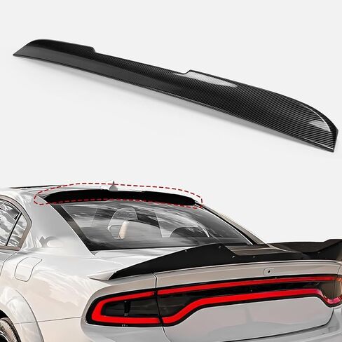 نافذة خلفية على السطح سبويلر مناسب لـ 2015-2023 دودج تشارجر SRT/GT/RT/SXT/Scat Pack/Daytona، جناح واقي الذيل على شكل حرف V بدون حفر مظهر من ألياف الكربون in Kuwait