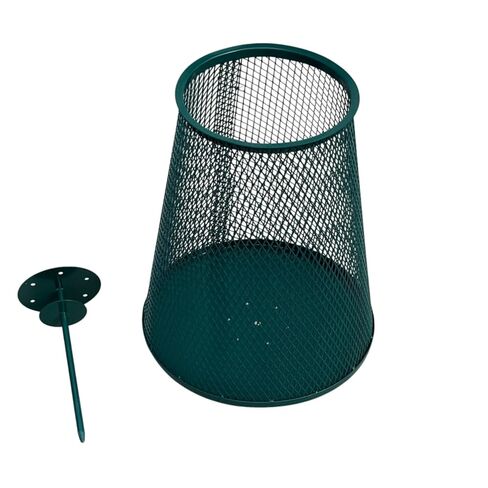 سلة مهملات ملعب الجولف Sandbaggy (9 جالون) - شبكة أسلاك معدنية خضراء، خارجية، مفتوحة من الأعلى - أدوات التثبيت متضمنة (1، صغيرة) in Kuwait