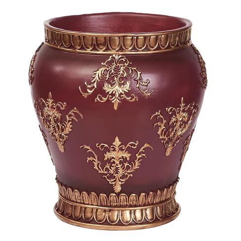 Touch of Class Palecia Navy Blue Wastebasket for Bathroom | Elegant Resin Trash Can with Gold Fleur-de-Lis Accents and Egg and Dart Motif | 9" Dia. x 10" H | Decorative Bath Accessory in Saudi Arabia