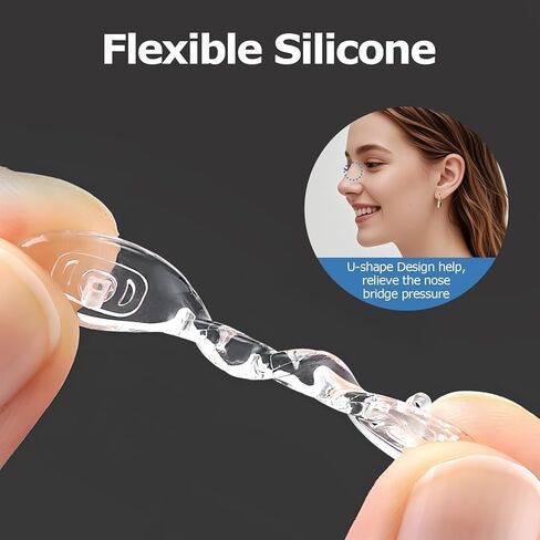 وسادة أنف زجاجية على شكل حرف U من السيليكون، 6 عبوات، 3 أحجام، بما في ذلك مسامير بسمك 2، مفك براغي صغير 3 في 1 in Kuwait