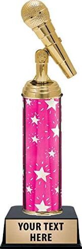 Crown Awards 10.5" Microphone Trophies, Personalized Pink Microphone Trophy, Engraving Included Prime in Saudi Arabia