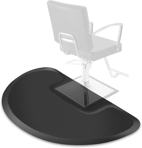 Saloniture 3 ft. x 5 ft. Barber & Salon Floor Mat for Square Chair Base - 1/2 in. Thick Black Semi-Circle Anti-Fatigue Stylist Station Mat in Saudi Arabia