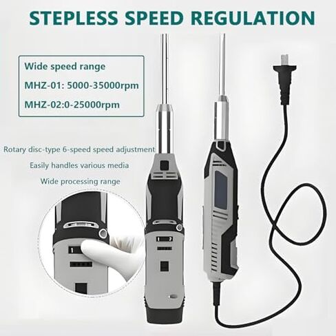 High-Speed Lab Cell Tissue Homogenizer 0.5-250ml, 6-Speed Adjustable with 10mm & 6mm/8mm Working Heads for Food, Medicine, and Cosmetics in Saudi Arabia