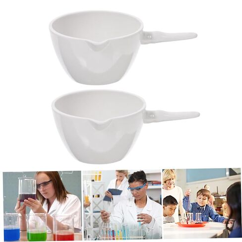 2pcs Porcelain Evaporating Basin with Handle Round Evaporating Dish Acid Alkali Resistant Lab Evaporation Container for School and Laboratory Use in Saudi Arabia
