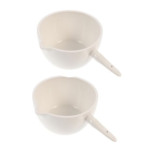2pcs Ceramic Flat Bottom Evaporating Bowls with Handle Round Evaporation Dish for Laboratory Heating Concentration High Temperature Resistant Storage in Saudi Arabia