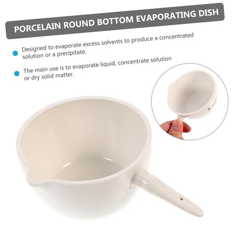 2pcs Ceramic Flat Bottom Evaporating Bowls with Handle Round Evaporation Dish for Laboratory Heating Concentration High Temperature Resistant Storage in Saudi Arabia