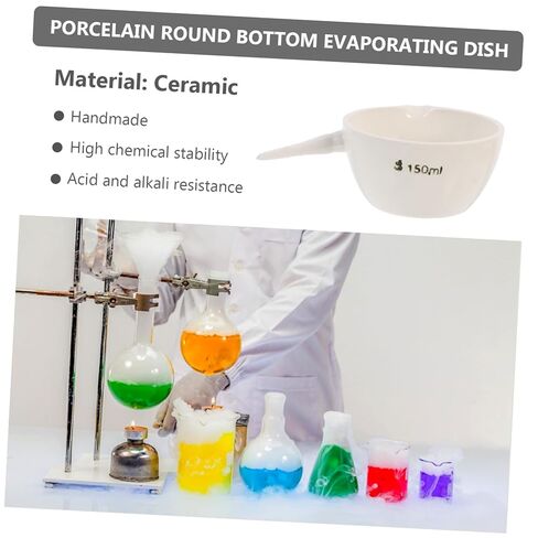 2pcs Ceramic Flat Bottom Evaporating Bowls with Handle Round Evaporation Dish for Laboratory Heating Concentration High Temperature Resistant Storage in Saudi Arabia