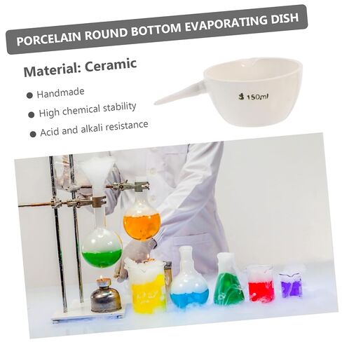 Laboratory Evaporating Basin with Handle Round Evaporation Dish for Heating and Storage Acid and Alkali Resistant Porcelain Evaporating Container for Experiments in Saudi Arabia