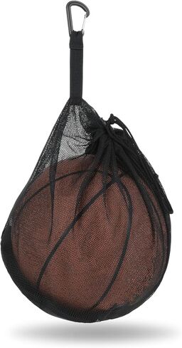 Mesh Ball Bag With Zipper Single Pocket Portable Drawstring Net Ball Storage Bag With Hanging Clip Fits All Kinds Of Basketball Football Volleyball For Men Women Black in Saudi Arabia