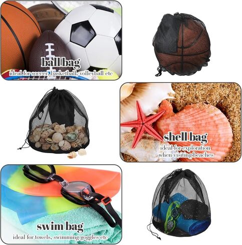 Mesh Ball Bag With Zipper Single Pocket Portable Drawstring Net Ball Storage Bag With Hanging Clip Fits All Kinds Of Basketball Football Volleyball For Men Women Black in Saudi Arabia