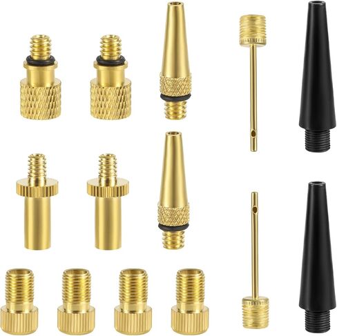14pcs Bicycle Valve Adapter, Brass Bike Pump Adaptor Including FV/AV AV/EV EV/FV Adapter Ball Pump Needle Inflatable Nozzles Air Nozzle for Presta & Schrader Bikes Inflatable Device in Saudi Arabia