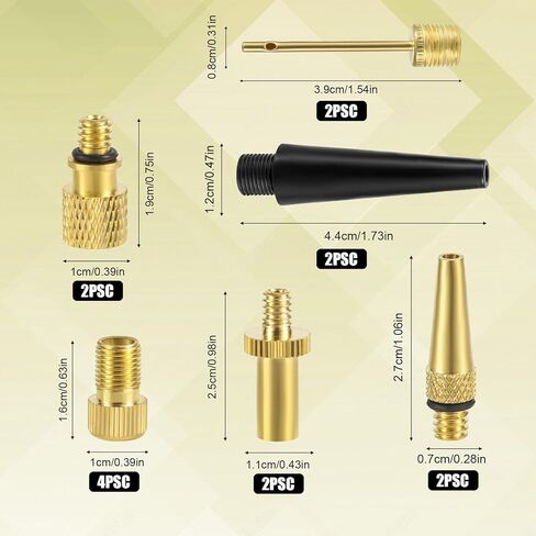 14pcs Bicycle Valve Adapter, Brass Bike Pump Adaptor Including FV/AV AV/EV EV/FV Adapter Ball Pump Needle Inflatable Nozzles Air Nozzle for Presta & Schrader Bikes Inflatable Device in Saudi Arabia