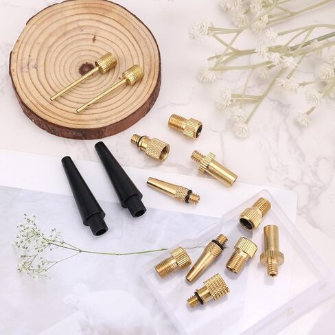 14pcs Bicycle Valve Adapter, Brass Bike Pump Adaptor Including FV/AV AV/EV EV/FV Adapter Ball Pump Needle Inflatable Nozzles Air Nozzle for Presta & Schrader Bikes Inflatable Device in Saudi Arabia