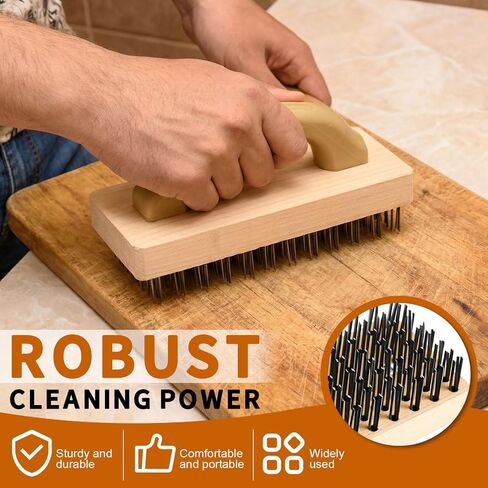 2 Pcs 9'' Ergonomic Steel Butcher Block Scratch Brush, Durable and Effective, Steel Wire Broiler Bristle Brush for Cleaning Dirt, Rust and Electroplating and Welding Operations in Saudi Arabia
