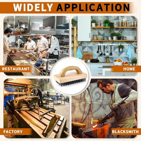 2 Pcs 9'' Ergonomic Steel Butcher Block Scratch Brush, Durable and Effective, Steel Wire Broiler Bristle Brush for Cleaning Dirt, Rust and Electroplating and Welding Operations in Saudi Arabia