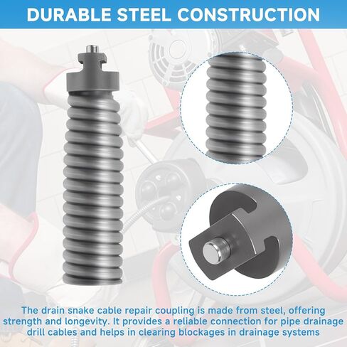 91042 اقتران إصلاح الكابل مناسب لتركيبات منظف الصرف RIDGID، 1/2 بوصة IW منظف صرف المجاري قطع غيار موصل إصلاح كابل الثعبان لمحول ملحقات طرف K-400 in Kuwait