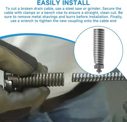 91042 اقتران إصلاح الكابل مناسب لتركيبات منظف الصرف RIDGID، 1/2 بوصة IW منظف صرف المجاري قطع غيار موصل إصلاح كابل الثعبان لمحول ملحقات طرف K-400 in Kuwait