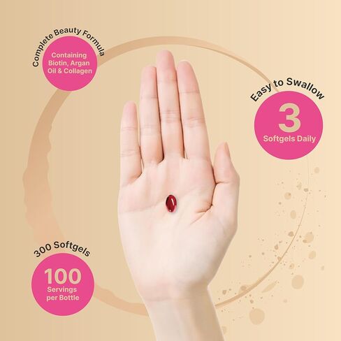 فيتامينات NatureBell للشعر والبشرة والأظافر* للنساء - 5000 ميكروغرام من البيوتين والكولاجين والكيراتين وحمض الهيالورونيك وزيت الأرغان ومركب B - تركيبة 21 في 1 مع زيت MCT، 300 كبسولة هلامية (كمية تكفي 100 يوم) in Kuwait