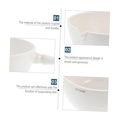 Round Porcelain Evaporating Bowl with Handle Acid-Resistant Laboratory Basin for Concentrated Evaporation School and Home Science Use in Saudi Arabia