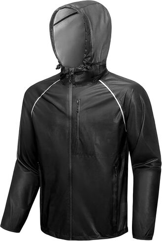 SWISSWELL Mens Cycling Rain Jacket Waterproof Lightweight Windbreaker Jackets for Men Raincoat with Hood in Saudi Arabia
